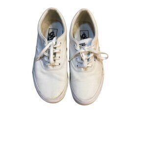 Vans Womens White Canvas Sneakers Size 7.5 Lace-Up* Rubber Sole *Casual Shoes